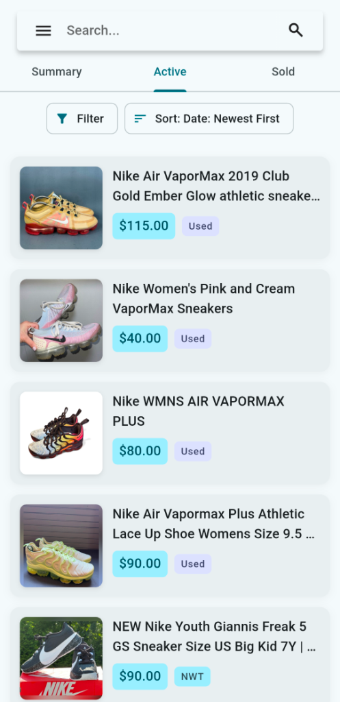 Posh Pricer Active Listings