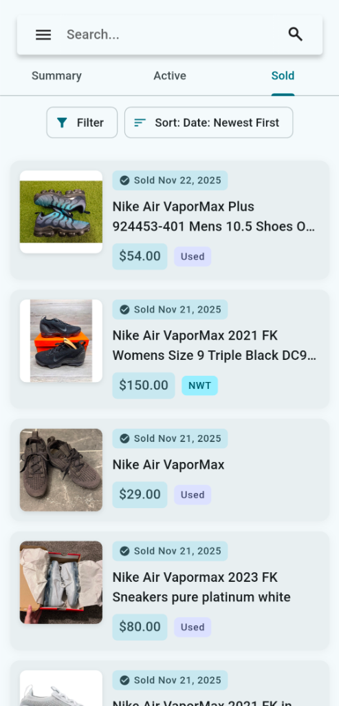 Posh Pricer Sold Listings